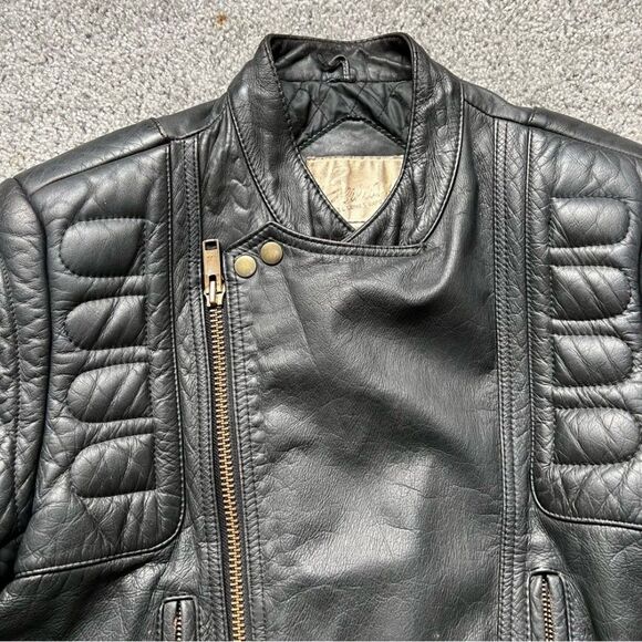 VINTAGE BERMAN'S BLACK LEATHER MOTORCYCLE JACKET Men Sz 38 Preowned - Picture 3 of 12